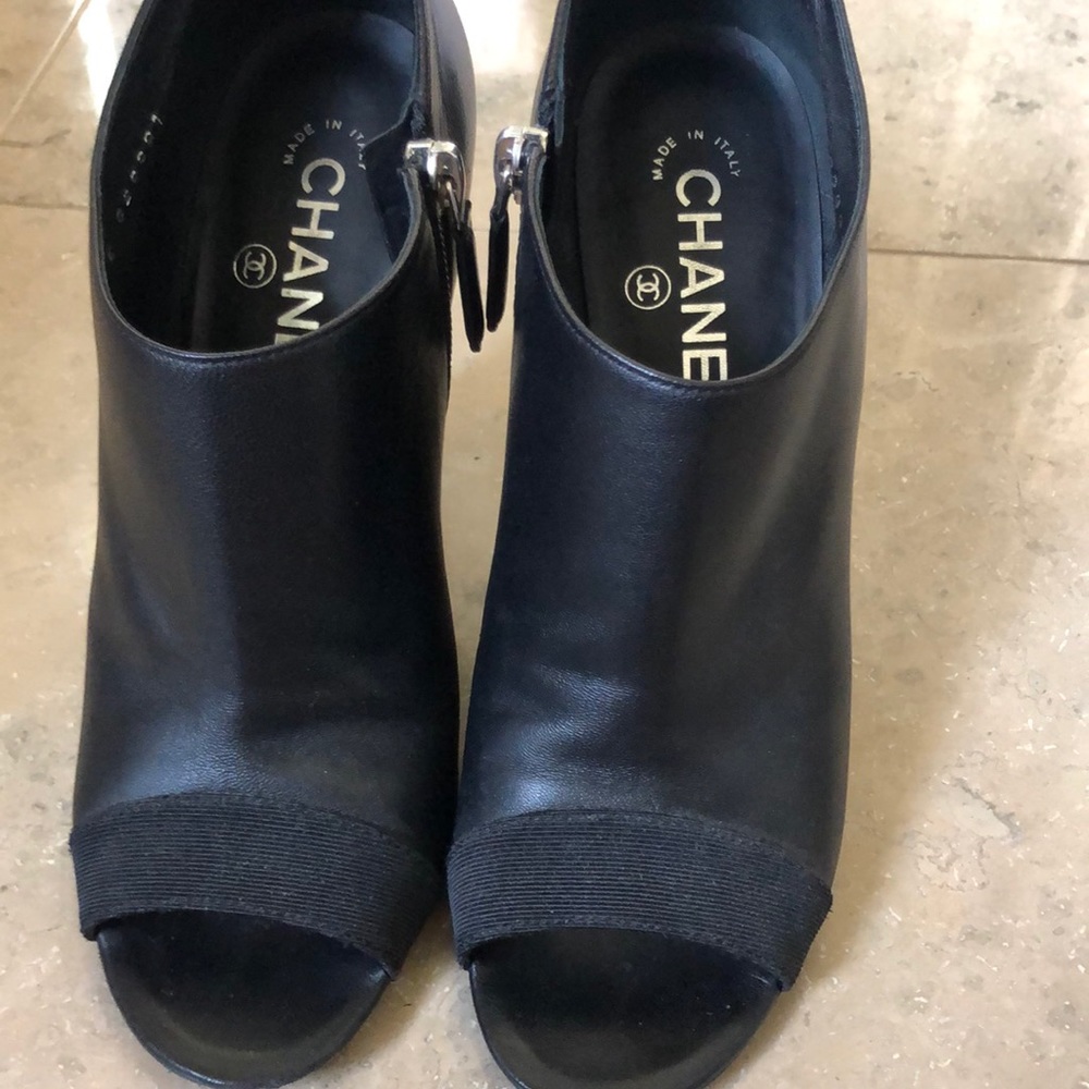 Black open toe booties